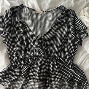 Black and White Gingham Women's Top